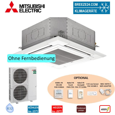 Mitsubishi Electric Set Deckenkassette 9,5 kW PLA-ZM100EA2 + Blende PLP-6EA + PUZ-ZM100YDA 400V