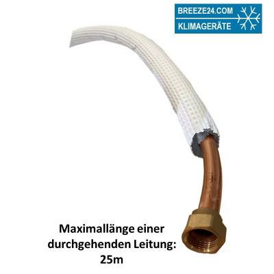 3/8" (9,52mm) Kältemittel-Einzelleitung isoliert und gebördelt 1m