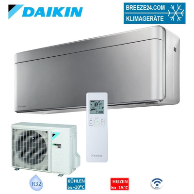 Daikin Set Wandgerät Stylish WiFi silber 2,0 kW - FTXA20CS + RXA20A5V1B8 | Raumgröße 20 - 25 m²