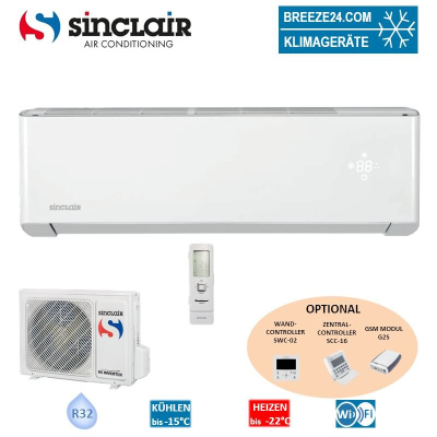 Sinclair Set Wandgerät Spectrum Plus 5,3 kW ASH-18BIS2WE + Außengerät | WiFi | Raumgröße 55 - 60 m²