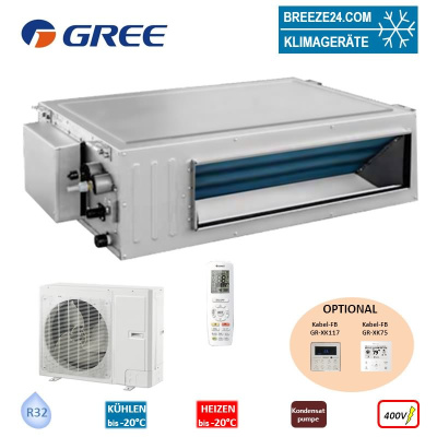 GREE Set Kanalgerät 12,0 kW - GUD125PH1 + GUD125W1/NhA-S - R32 Klimaanlage
