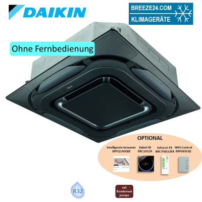 Daikin Deckenkassette 9,5 kW - FCAHG100H-5 mit Blende BYCQ140EPB Design schwarz R32
