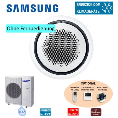 Samsung Set Deckenkassette Round Airflow 7,1 kW AC 071 RN4PKG + Blende PC4NUNMAN weiss + AC 071 RXADKG R32 Klimaanlage