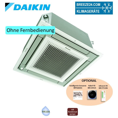 Daikin FXZQ50A 4-Wege-Deckenkassette 5,6 KW mit Blende BYFQ60CS silber VRV