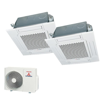 Mitsubishi Heavy Set 3,5/5,0kW FDTC35VH1 + FDTC50VH 4-Wege-Deckenkassette Standardpaneel + SCM60ZS-W