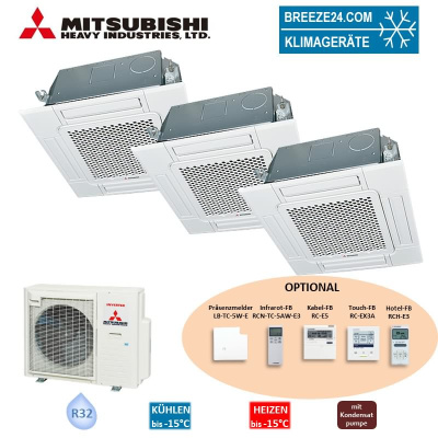 Mitsubishi Heavy Set 3 x 4-Wege-Deckenkassette Standardpaneel 2 x FDTC25VH1 + FDTC60VH + SCM80ZS-W