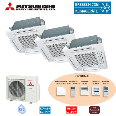 Mitsubishi Heavy Set 3x 4-Wege-Deckenkassette Standardpaneel FDTC25VH1+FDTC35VH1+ FDTC50VH+SCM71ZS-W