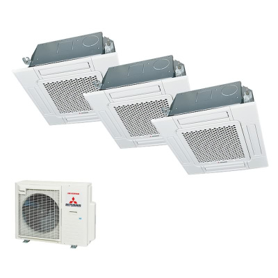 Mitsubishi Heavy Set 3 x 4-Wege-Deckenkassette Standardpaneel FDTC35VH1 + 2 x FDTC50VH + SCM80ZS-W