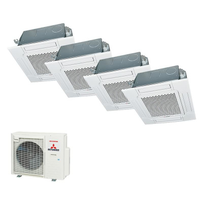 Mitsubishi Heavy Set 4 x 4-Wege-Deckenkassette Standardpaneel 2,5 kW - FDTC25VH1 + SCM71ZS-W