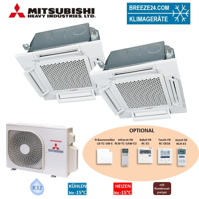 Mitsubishi Heavy Set 2,5/3,5kW FDTC25VH1 + FDTC35VH1 4-Wege-Deckenkassette Komfortpaneel + SCM40ZS-W