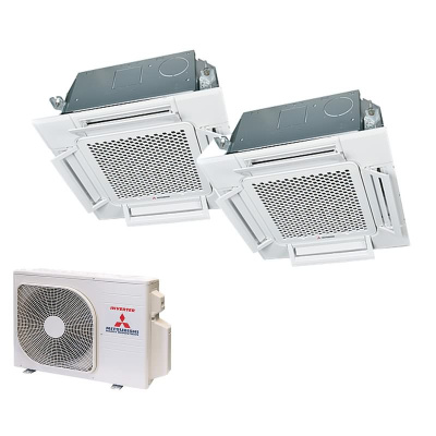 Mitsubishi Heavy Set 2,5/3,5kW FDTC25VH1 + FDTC35VH1 4-Wege-Deckenkassette Komfortpaneel + SCM40ZS-W
