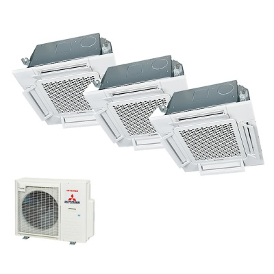 Mitsubishi Heavy Set 3 x 4-Wege-Deckenkassette Komfortpaneel 2 x FDTC35VH1 + FDTC50VH + SCM80ZS-W