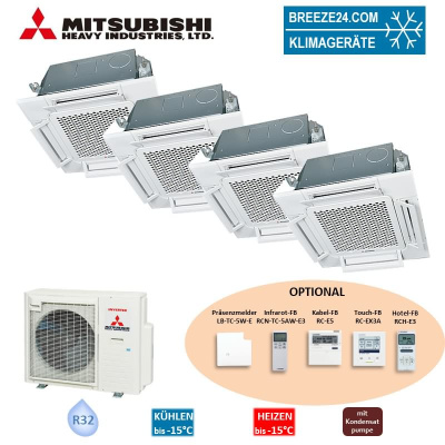 Mitsubishi Heavy Set 4 x 4-Wege-Deckenkassetten Komfortpaneel 3 x FDTC25VH1 + FDTC35VH1 + SCM71ZS-W