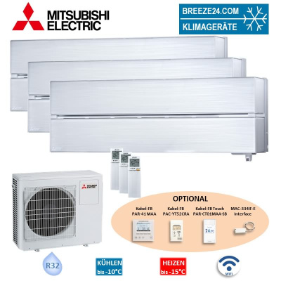 Mitsubishi Electric Set 3 Wandgeräte Diamond WiFi 2x2,5/3,5 kW MSZ-LN25VG2V+MSZ-LN35VG2V +MXZ-3F68VF