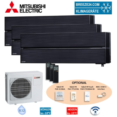 Mitsubishi Electric Set 3 Wandgeräte Diamond WiFi 2,5/3,5kW 2 x MSZ-LN25VG2B+MSZ-LN35VG2B+MXZ-3F68VF