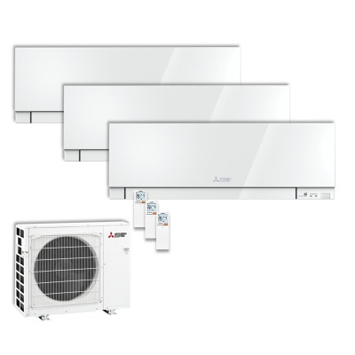 Mitsubishi Electric Set 3 Wandgeräte Premium 2,5/5,0kW 2 x MSZ-EF25VGKW + MSZ-EF50VGKW + MXZ-3F68VF
