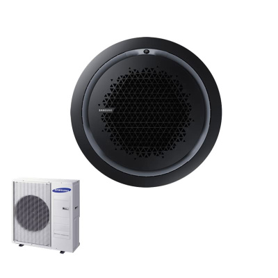 Samsung Set Deckenkassette Round Airflow 10,0 kW AC 100 RN4PKG + Blende PC4NBNMAN schwarz + AC 100 RXADNG R32 Klimaanlage 400V