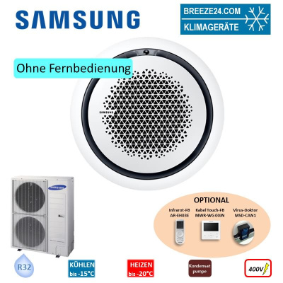 Samsung Set Deckenkassette Round Airflow 13,4 kW AC 140 RN4PKG + Blende PC4NUNMAN weiss + AC 140 RXADNG R32 Klimaanlage 400V
