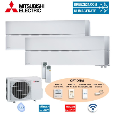 Mitsubishi Electric Set 2 Wandgeräte Diamond WiFi 1,8/2,5kW MSZ-LN18VG2W + MSZ-LN25VG2W + MXZ-2F33VF4