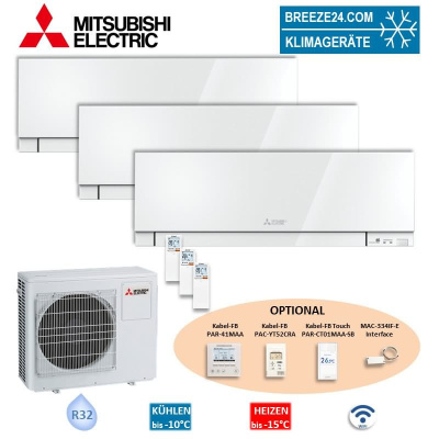 Mitsubishi Electric Set 3 Wandgeräte Premium 2,5 kW - MSZ-EF25VGKW + MXZ-3F68VF3 | WiFi | R32