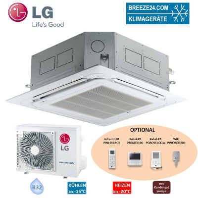 LG Set 2,5 kW - UT09FH NQ0 4-Wege Deckenkassette Euroraster mit Blende PT-QAGW0 + UUA1 UL0 R32