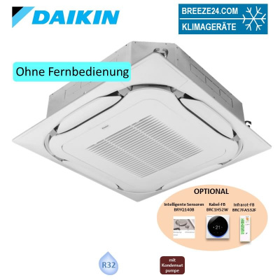 Daikin 4-Wege-Deckenkassette 11,2 kW - FXFA100A -2 VRV 5 mit Standardblende reinweiß  BYCQ140EW-R32