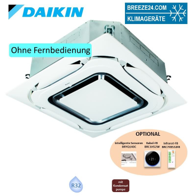 Daikin 4-Wege-Deckenkassette 3,6 kW - FXFA32A-4 VRV 5 mit Designblende weiss BYCQ140EP - R32