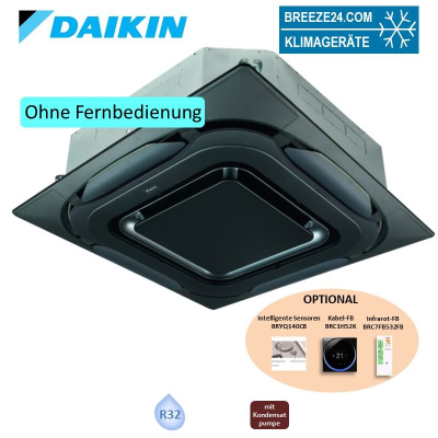 Daikin 4-Wege-Deckenkassette 4,5 kW - FXFA40A VRV 5 mit Designblende schwarz BYCQ140EPB - R32