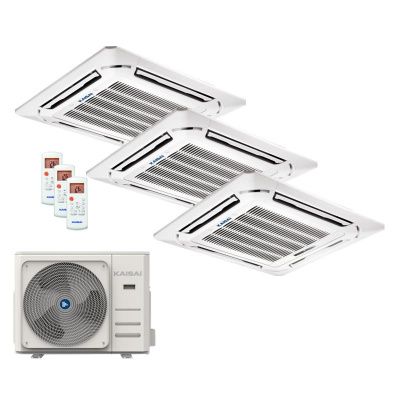 Kaisai Set 3 x 4-Wege-Deckenkassette Euroraster 3,5 kW - KCA4U-12HRG32X + K30A-27HFN32H R32