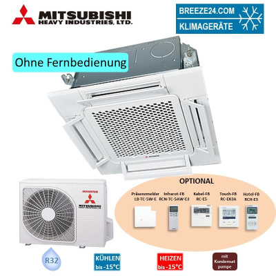 Mitsubishi Heavy Set 4-Wege-Deckenkassette 2,5kW Komfortpaneel FDTC25VH1 + SRC25ZS-W2 R32