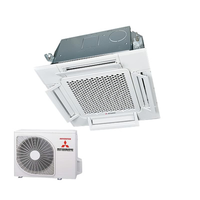 Mitsubishi Heavy Set 4-Wege-Deckenkassette 2,5kW Komfortpaneel FDTC25VH1 + SRC25ZS-W2 R32