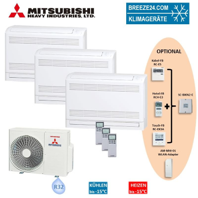 Mitsubishi Heavy Set 3 Truhengeräte 2,5kW 3 x SRF25ZS-W + SCM60ZS-W R32 Klimaanlage