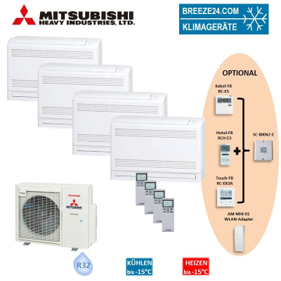 Mitsubishi Heavy Set 4 Truhengeräte 2,5/3,5kW 2 x SRF25ZS-W + 2 x SRF35ZS-W + SCM80ZS-W R32