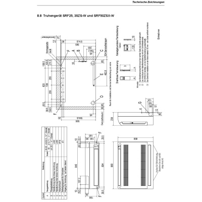 Mitsubishi Heavy Set 4 Truhengeräte 2,5/3,5/5kW 2 x SRF25ZS-W + SRF35ZS-W + SRF50ZSX-W + SCM100ZS-W
