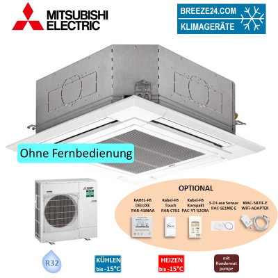 Mitsubishi Electric Set Deckenkassette 12,1 kW PLA-M125EA2 + Blende PLP-6EA + PUZ-M125VKA R32