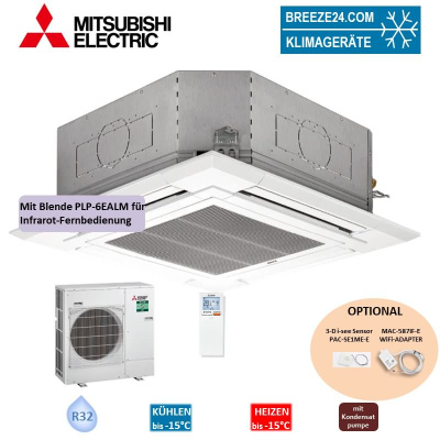 Mitsubishi Electric Set Deckenkassette 9,5 kW PLA-M100EA2 + Blende PLP-6EALM + PUZ-M100VKA2 R32