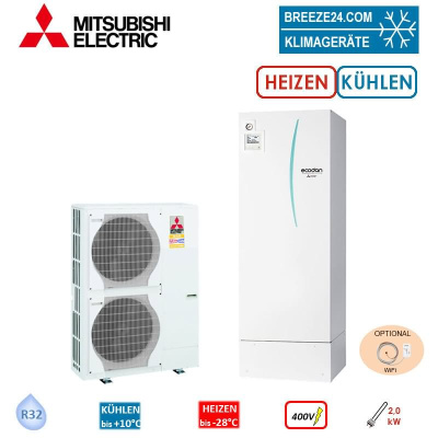 Mitsubishi Electric Set 8.45 PUZ-HWM140YHA + ERPT30X-VM2ED Monoblock-Wärmepumpe + Speicher 300L 14kW