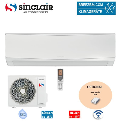 Sinclair Set Wandgerät KEYON SIH-09BIK + SOH-09BIK2 -  2,7 kW für 1 Raum mit 30 - 35 m² | WiFi | R32