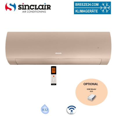 Sinclair Wandgerät TERREL SIH-09BITC champagner 2,7 kW | Raumgröße 30 - 35 m² | WiFi