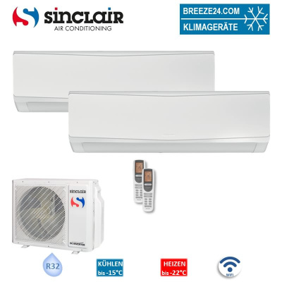 Sinclair Set 2 Wandgeräte KEYON 2,7/3,2 KW SIH-09BIK + SIH-12BIK + MV-E18BI2 WiFi R32 Klimaanlage