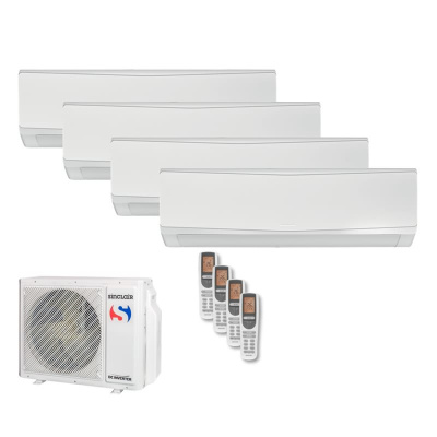 Sinclair Set 4 Wandgeräte KEYON WiFi 2,7 kW 4 x SIH-09BIK + MV-E28BI2 R32 Klimaanlage