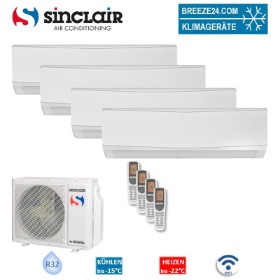 Sinclair Set 4 Wandgeräte KEYON WiFi 2,7/3,2 kW 3 x SIH-09BIK + SIH-12BIK + MV-E28BI2 R32