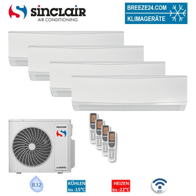 Sinclair Set 4 Wandgeräte KEYON WiFi 2,7/3,2/4,6 kW SIH-09BIK + 2 xSIH-12BIK + SIH-18BIK + MV-E36BI2