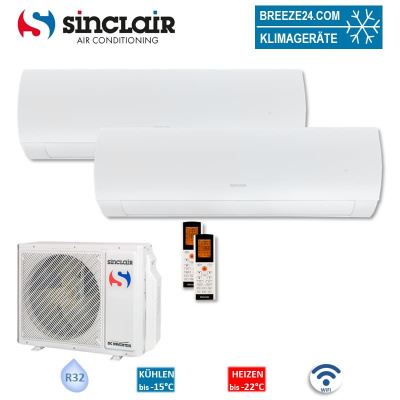Sinclair Set 2 Wandgeräte TERREL 2,7 KW 2 x SIH-09BITW + MV-E14BI2 | Raumgröße 30 - 35 m² | WiFi