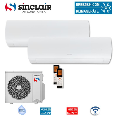 Sinclair Set 2 Wandgeräte TERREL 2,7/7,0 KW SIH-09BITW + SIH-24BIT2W + MV-E36BI2 WiFi R32 Klimaanlage