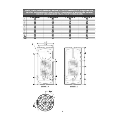 TESY EV 13S+17S 300 65 Pufferspeicher emailliert für Solar-/Boileranlagen 300 L mit 2 Wärmetauscher