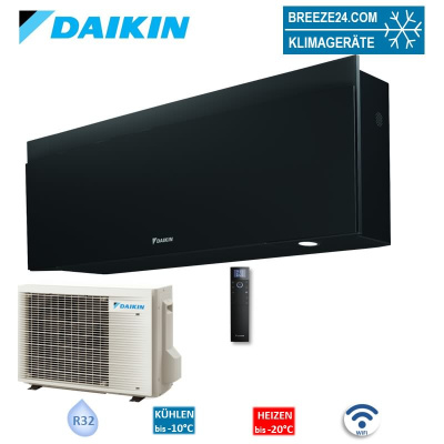 Daikin Set FTXJ25AB + RXJ25A WiFi Emura Wandgerät Mattschwarz + Außengerät 2,5 kW 1 Raum 25 - 30 m²