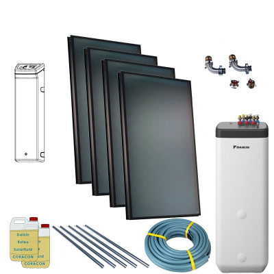 Daikin Solarthermie Set für 7 Personen Haushalt Solaris Drain-Back Indach 4 x EKSV21P Solarpanel