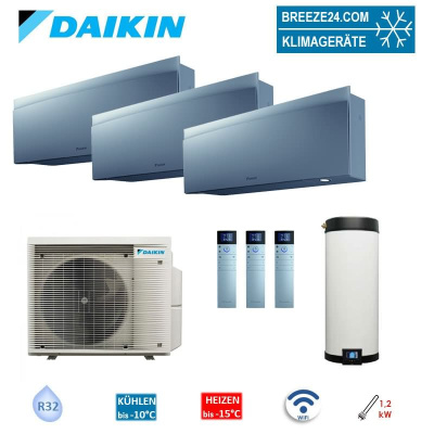 Daikin 4MWXM52A9 Multi+ Set 3 x Emura Wandgeräte WiFi FTXJ20AS  + Warmwassertank 90L EKHWET90BV3