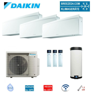 Daikin 4MWXM52A9 Multi+ Set 3 x Emura Wandgeräte WiFi FTXJ20AW +Warmwassertank 120L EKHWET120BV3